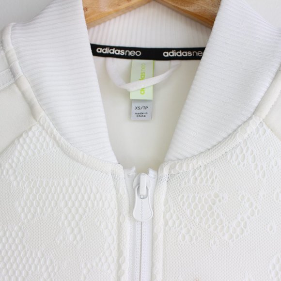 NWOT Adidas Neo Floral White Cropped Track Jacket - Picture 5 of 8